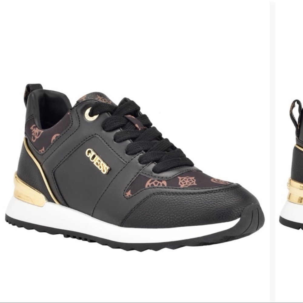 GUESS Women's Black and Gold Sneakers